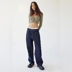 BDG Urban Outfitters Women’s Tapered Baggy Dark Blue Denim Jeans Size 30